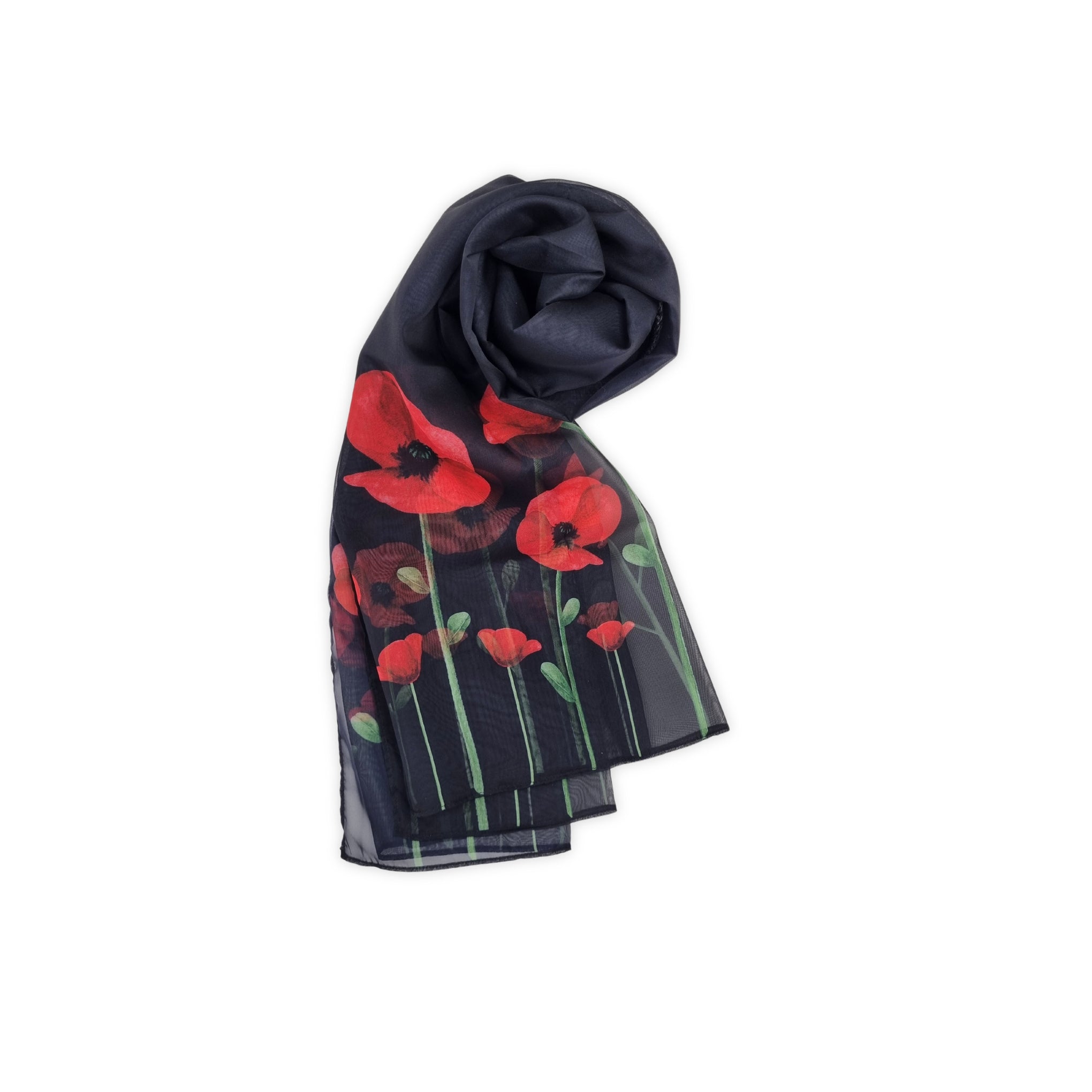 Chiffon Poppy Scarf - Black