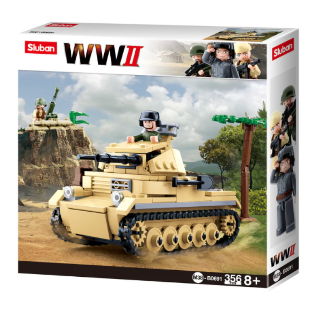 Sluban modelbrick tank set in packaging with 'Sluban WW II' branding
