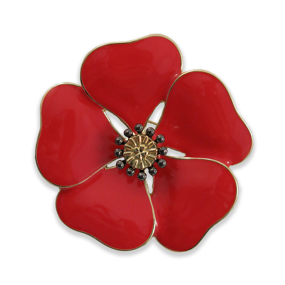 Large poppy store brooch