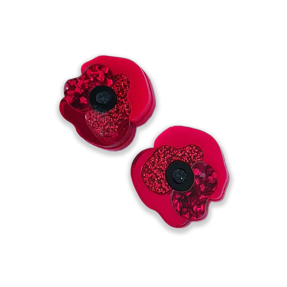 Red poppy stud on sale earrings