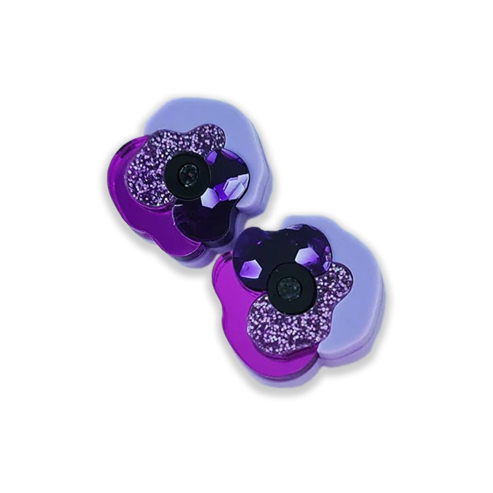 Earrings: Villers Bretonneux poppy, purple - studs
