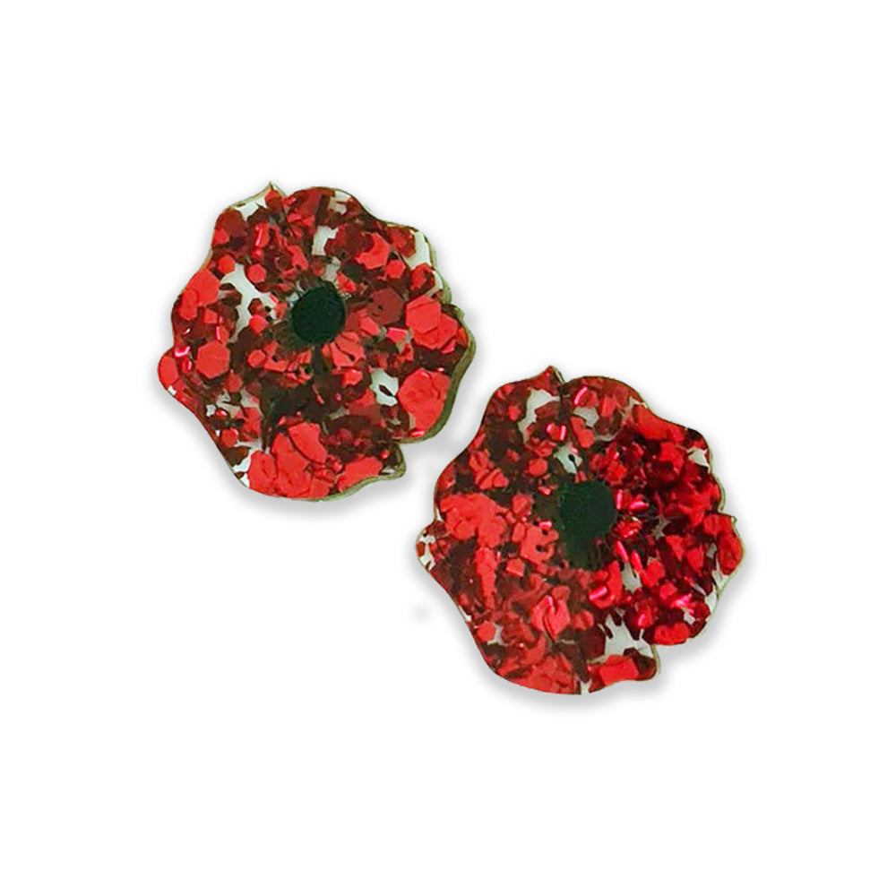 Earrings: Gallipoli poppy, red - studs