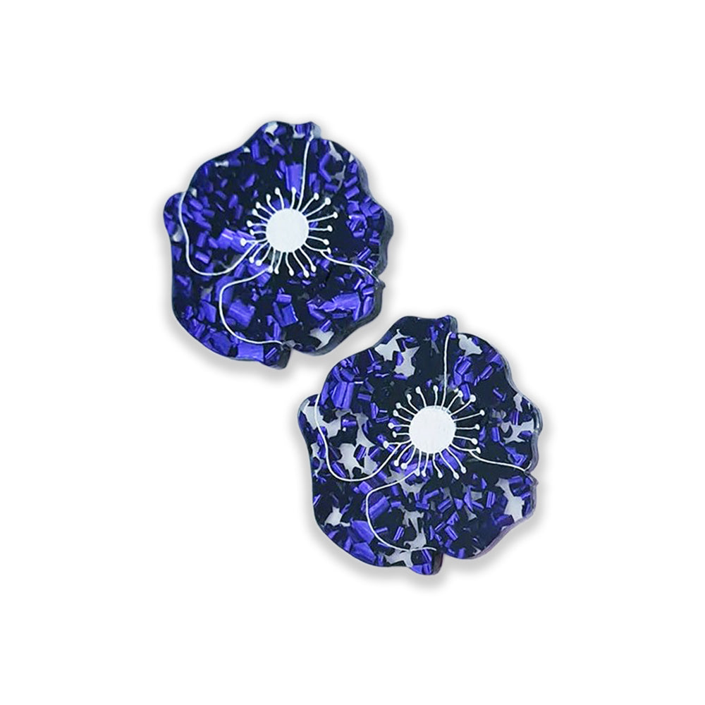 Earrings: Gallipoli poppy, purple - studs
