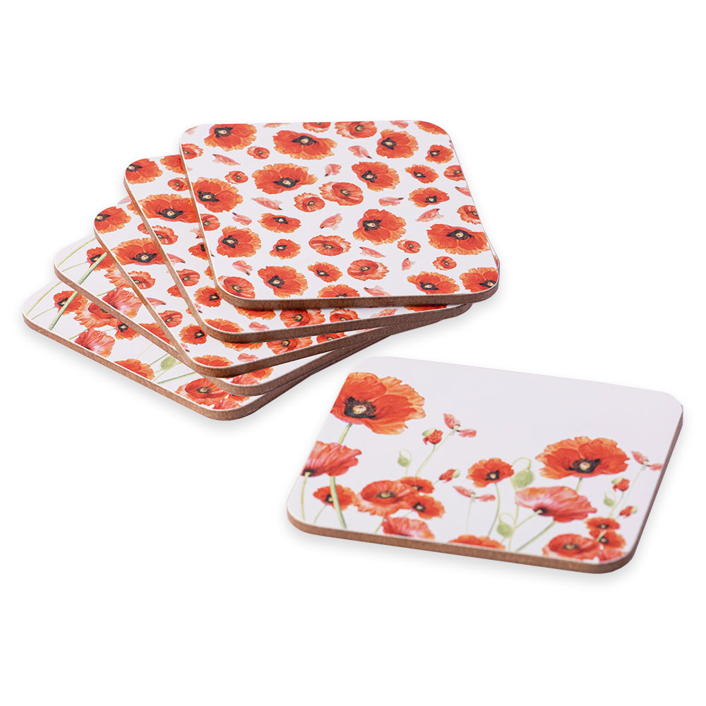 Coasters: Red Poppies collection [set of 6]