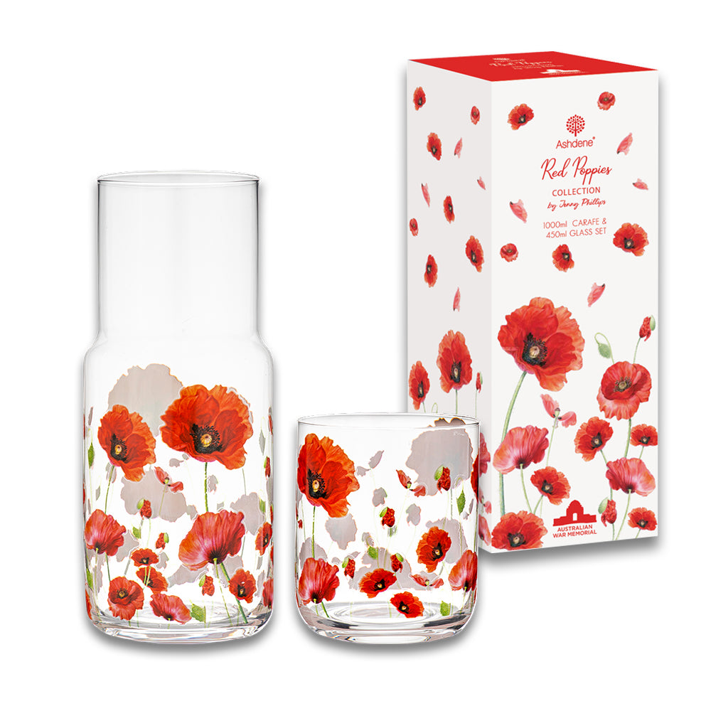 Carafe and glass set: Red Poppies collection