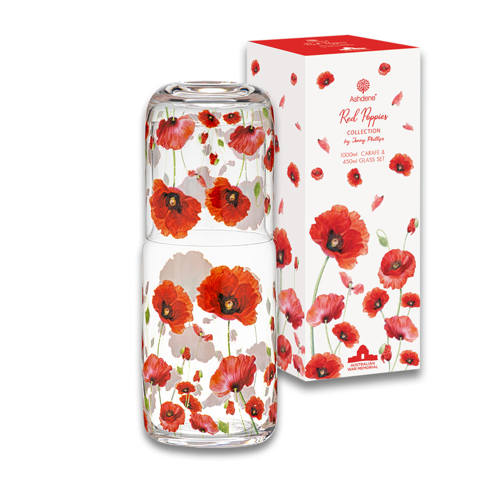 Carafe and glass set: Red Poppies collection