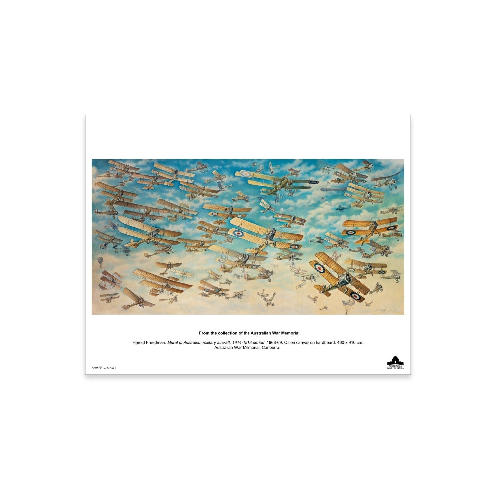 Print: Mural of Australian military aircraft, 1914-1918 period