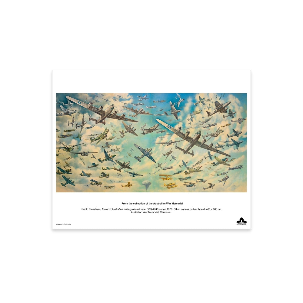 Print: Mural of Australian military aircraft, late 1939-1945 period