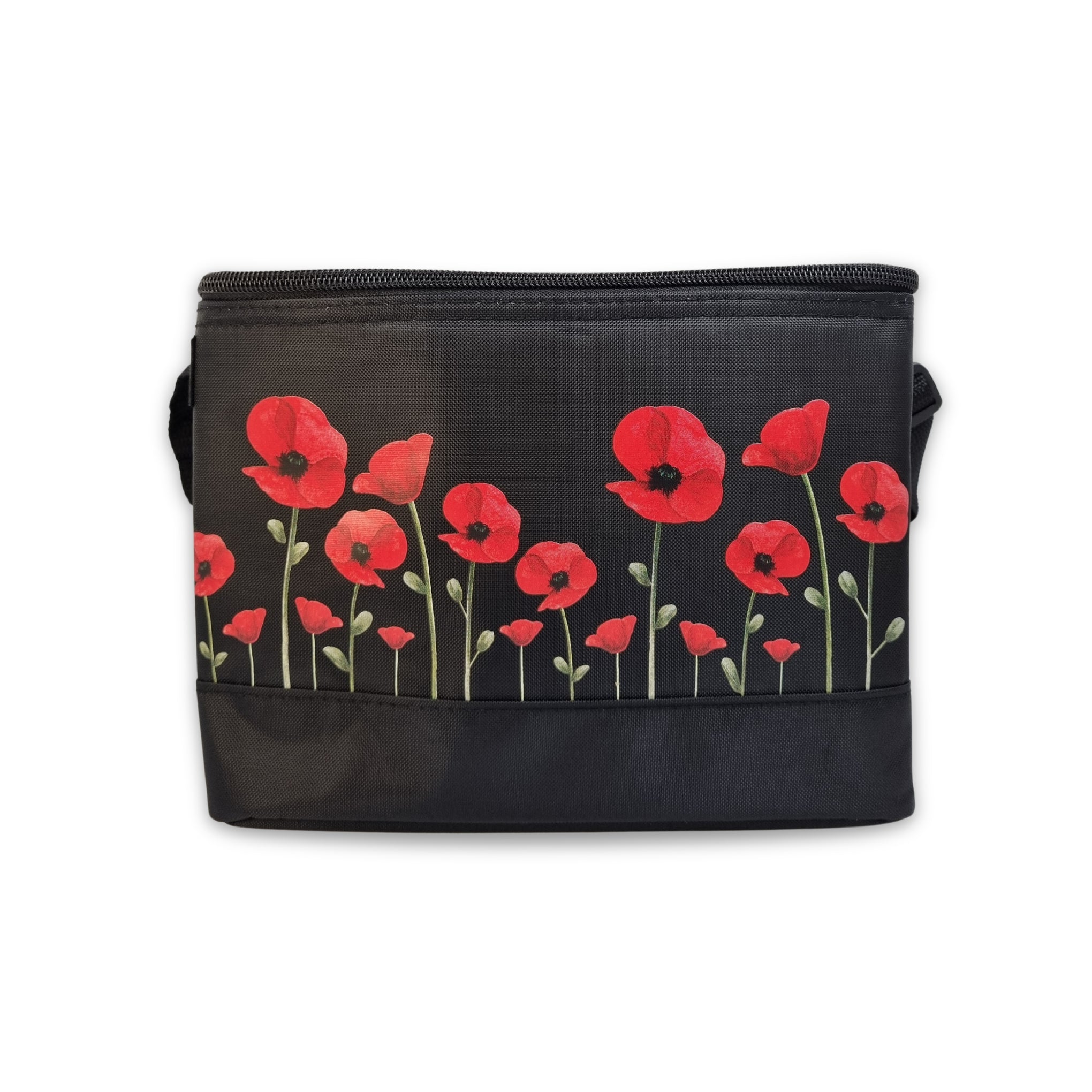 Lunch bag: Poppies - black