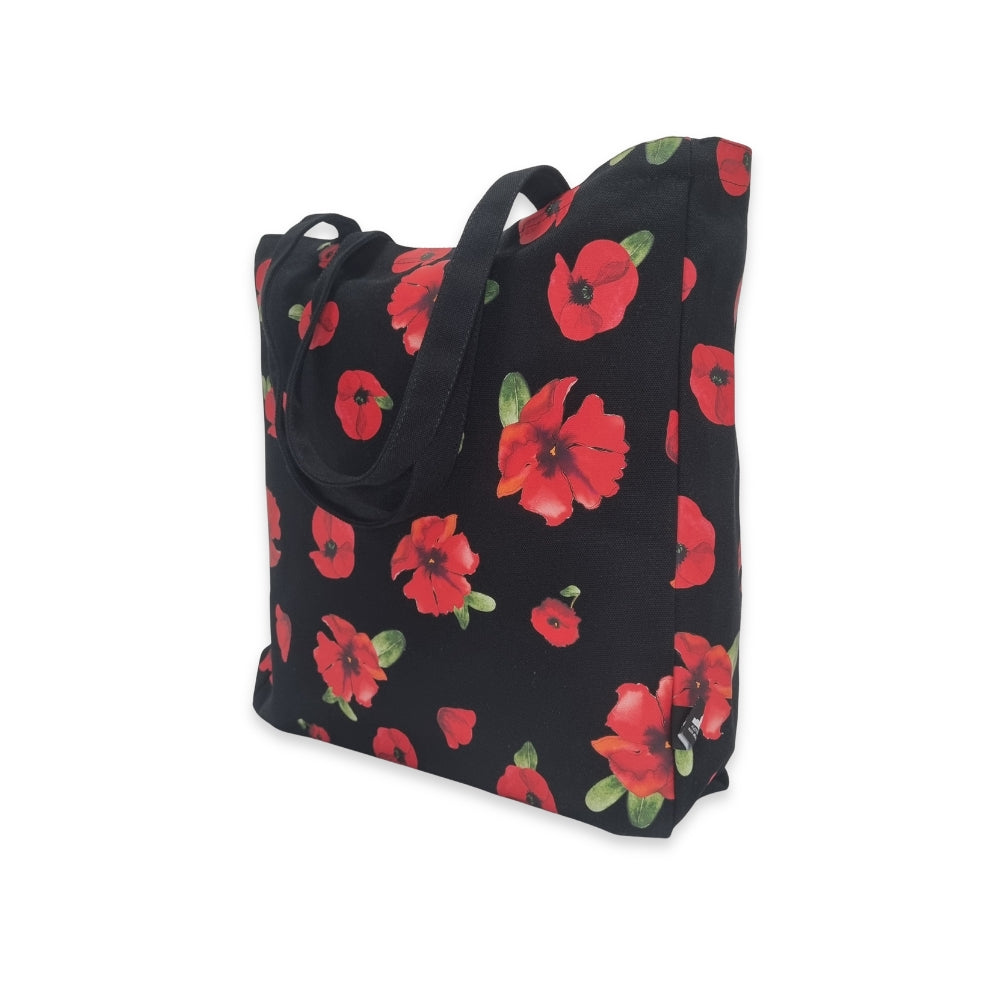 Tote bag: Poppies - Black