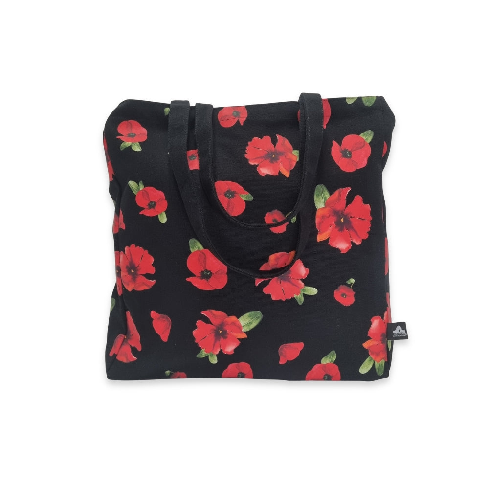 Tote bag: Poppies - Black