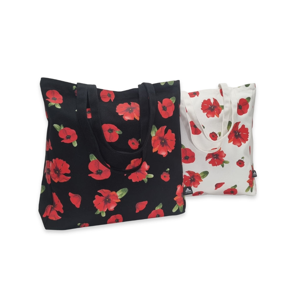 Tote bag: Poppies - Black