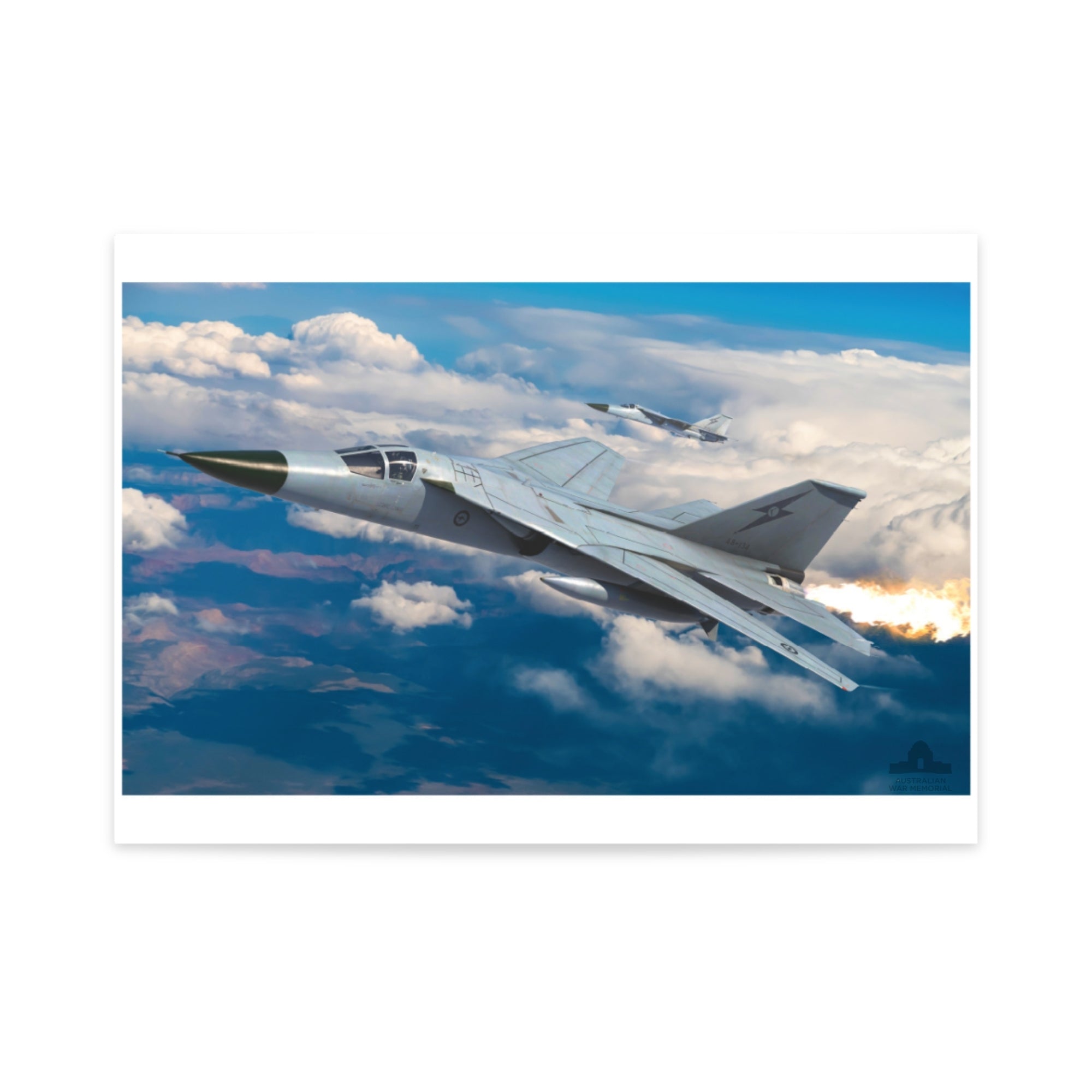 Poster mock-up of "General Dynamics RF-111C, A8-134" by Antonis Karidis. 2024. Digital artwork. © AWM.