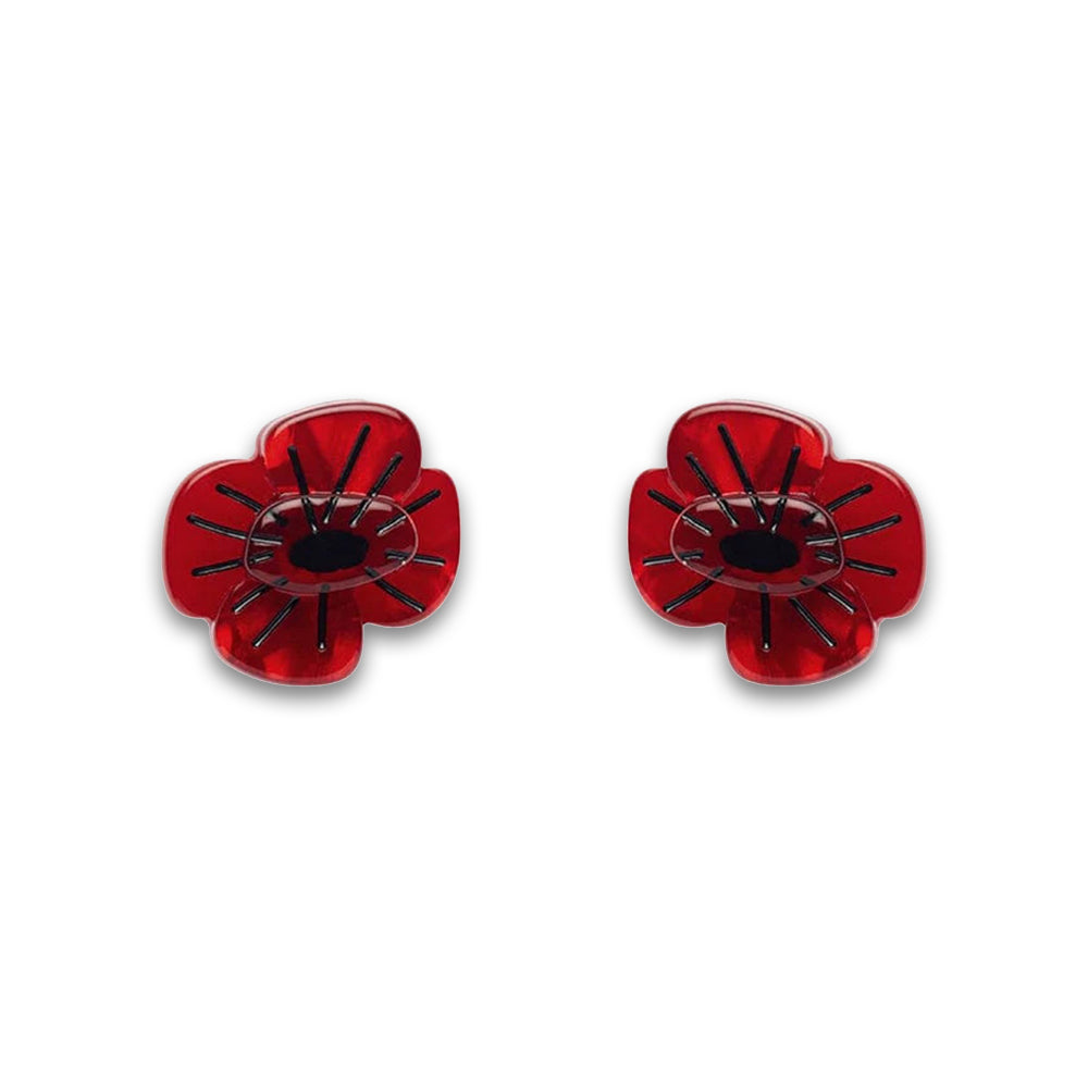 Earrings: Remembrance Poppy studs - red