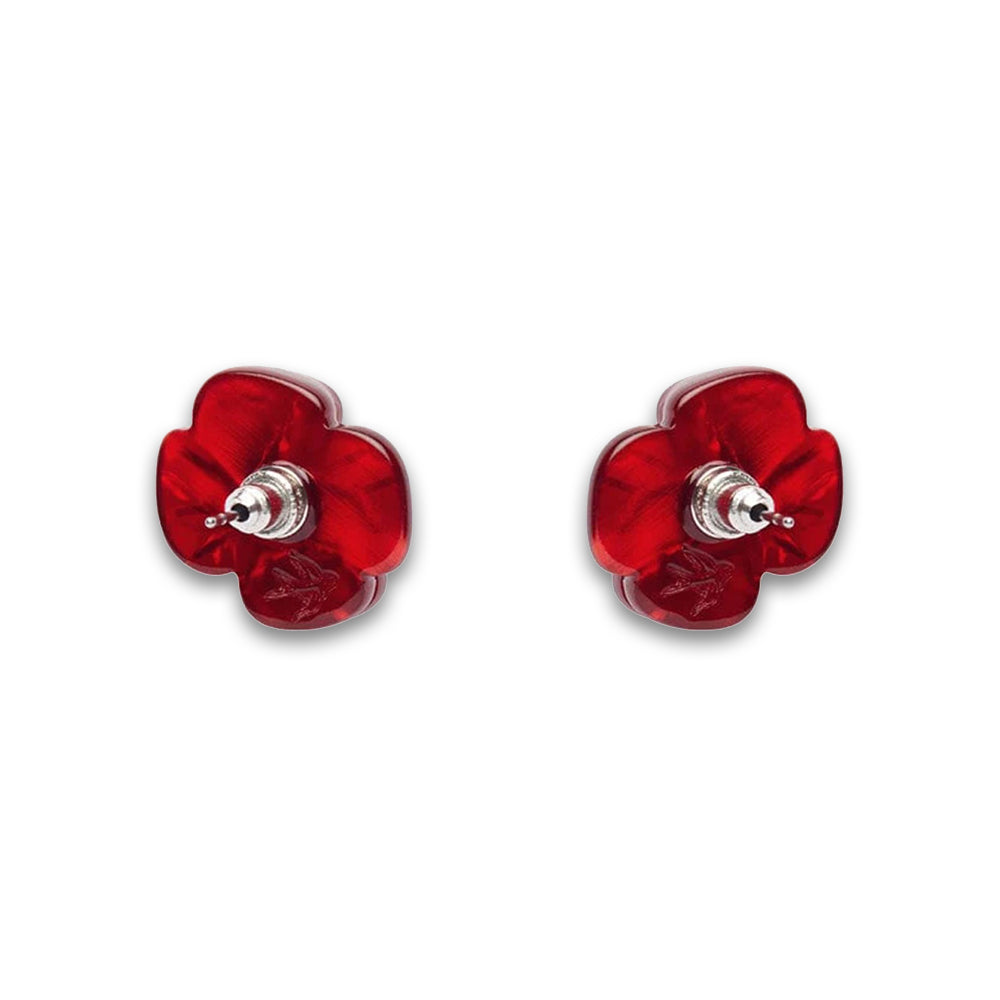 Earrings: Remembrance Poppy studs - red