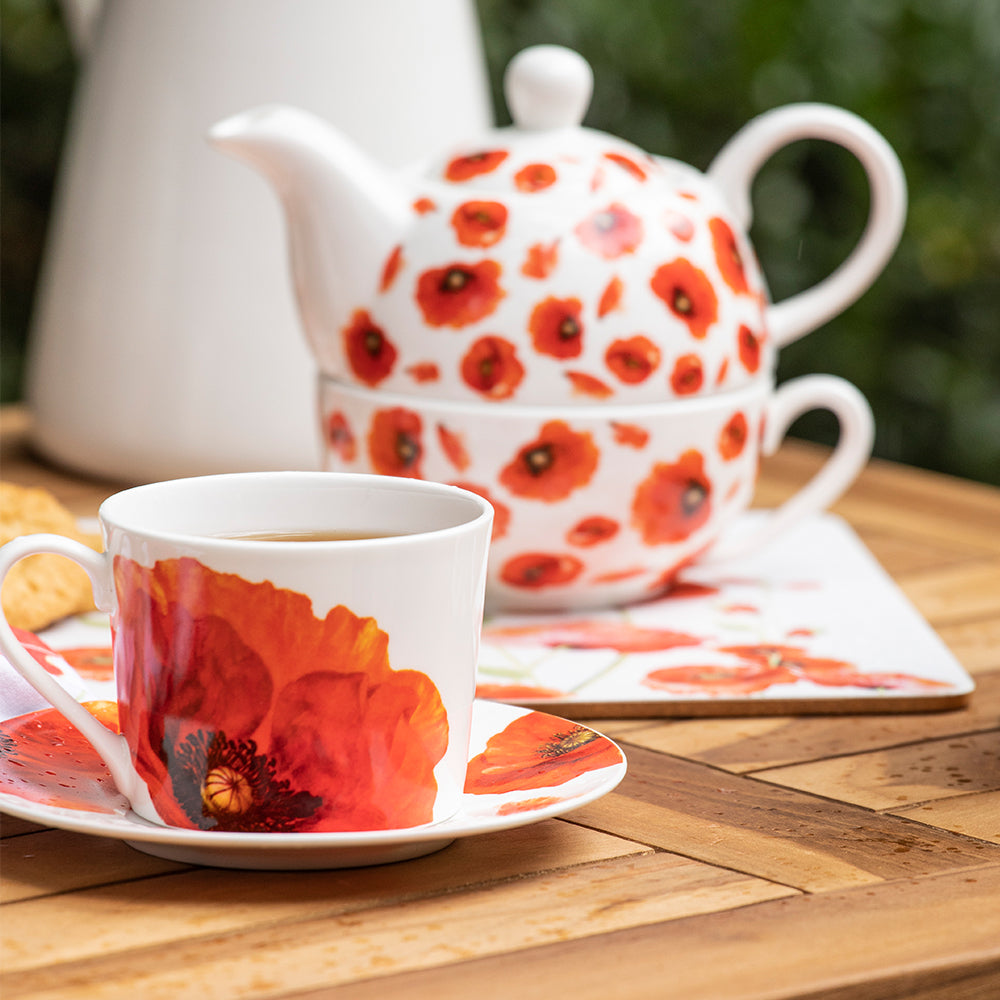 Tea-for-one set: Red Poppies collection