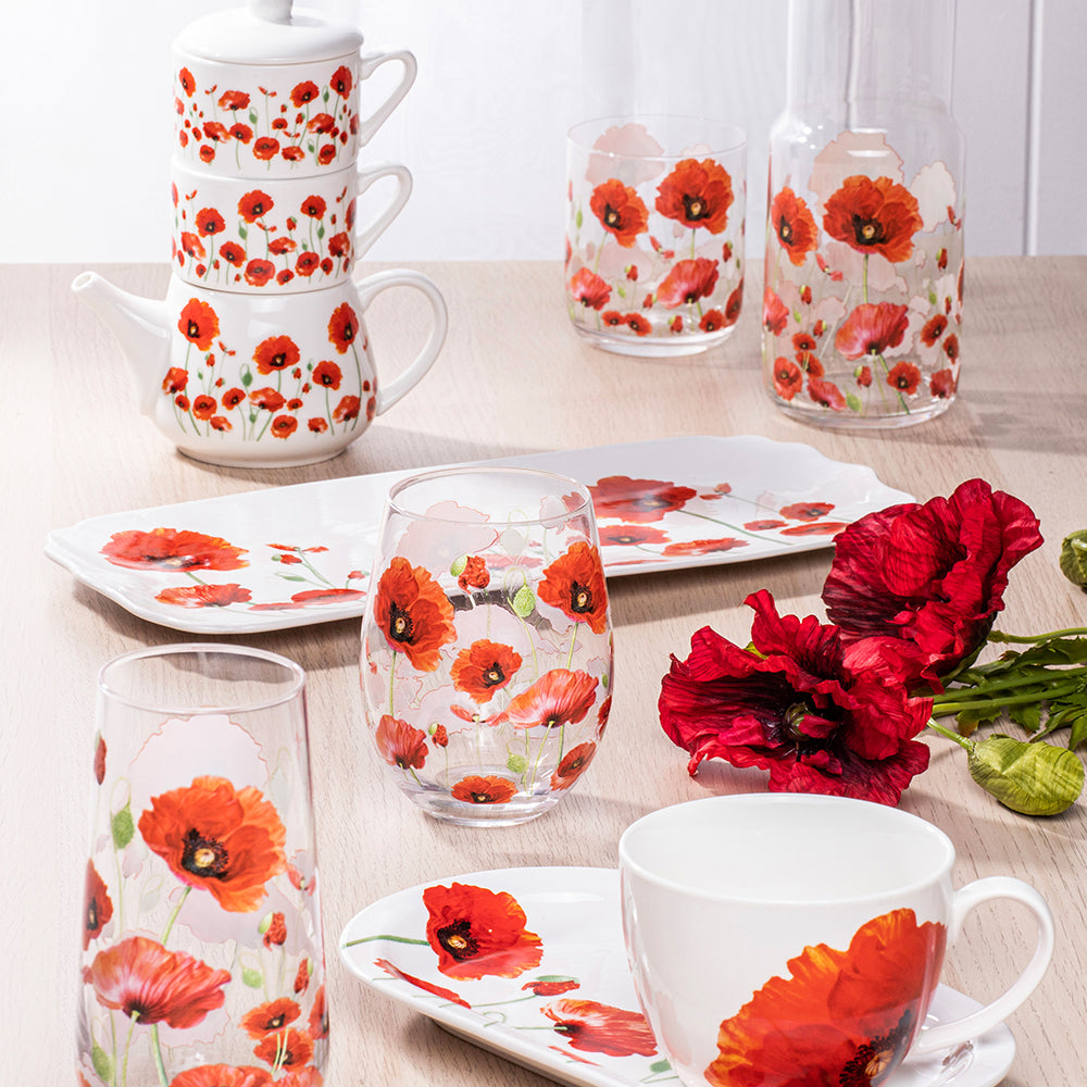 Www Alhudapk Sainsbury's Red Dinner Set Flower Poppy Crockery