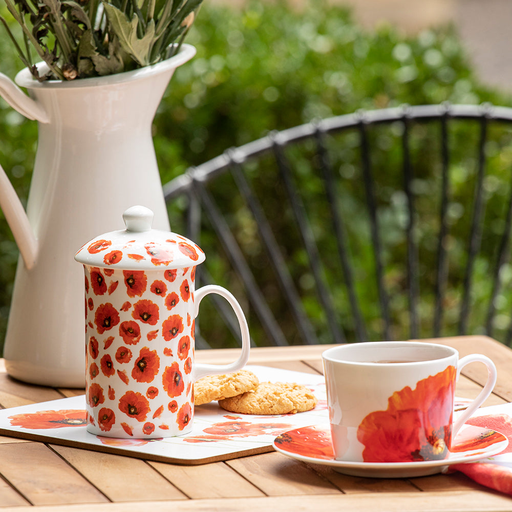Mug and infuser: Red Poppies collection