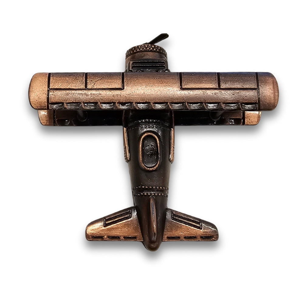 Bronze airplane model on a white background