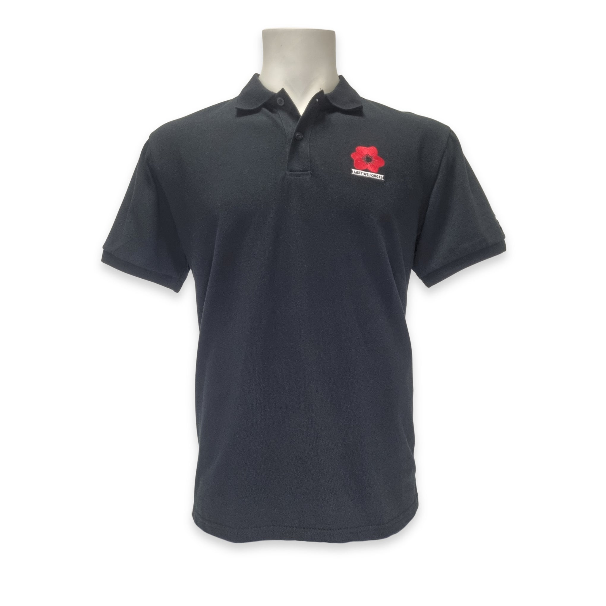 Polo Shirt: Poppies - Black
