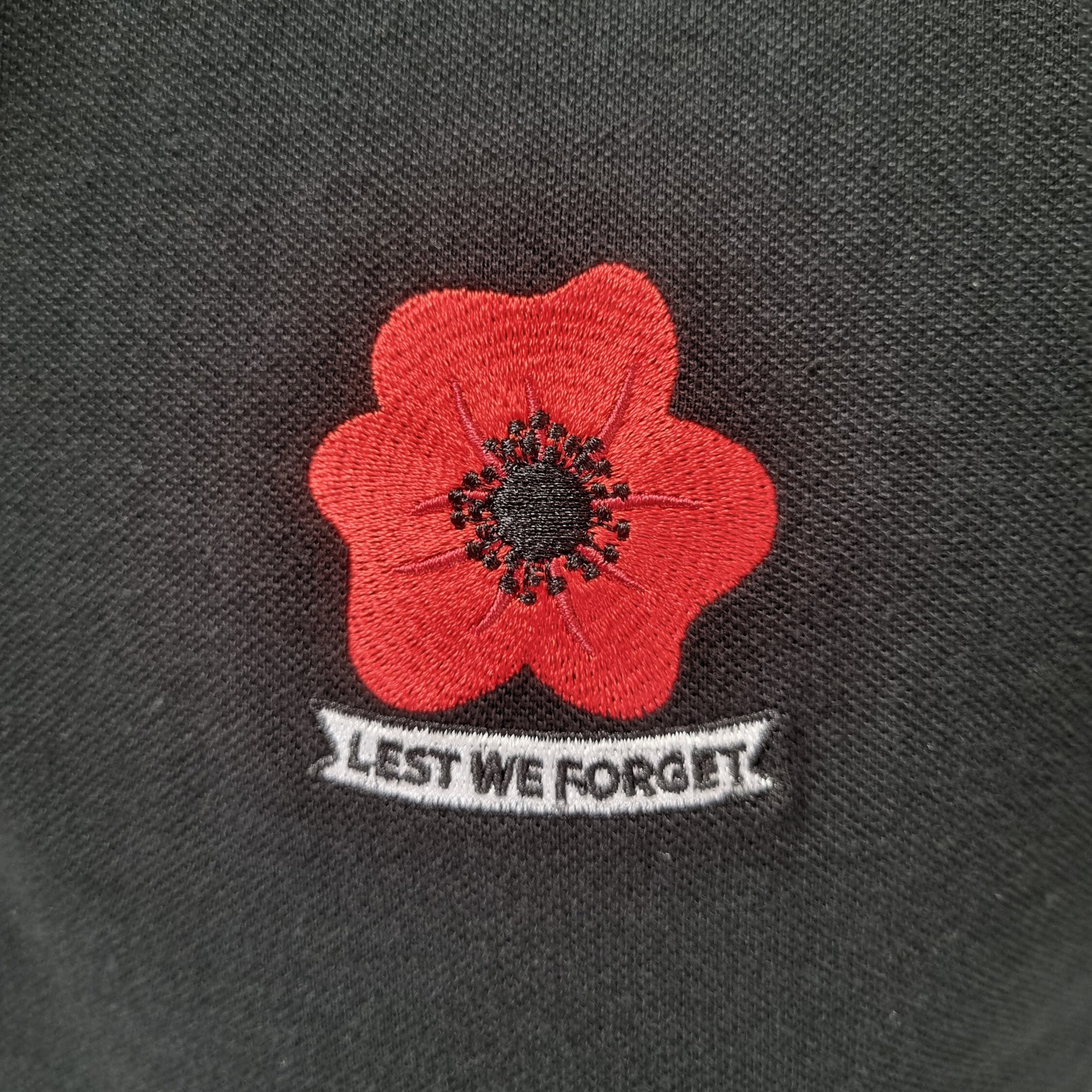 Polo Shirt: Poppies - Black