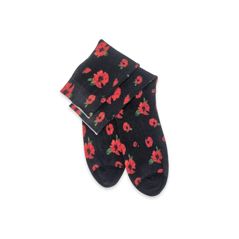 Socks: Poppies - black