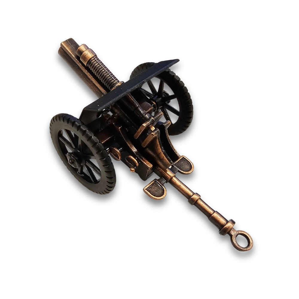 Steampunk-style mechanical model on a white background