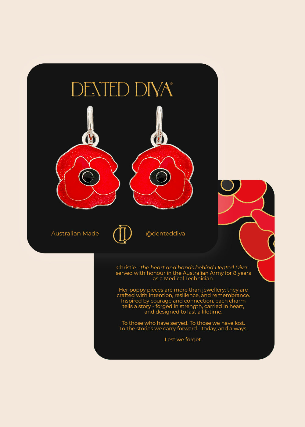 Dented Diva Poppy Hoop Earrings (Silver)