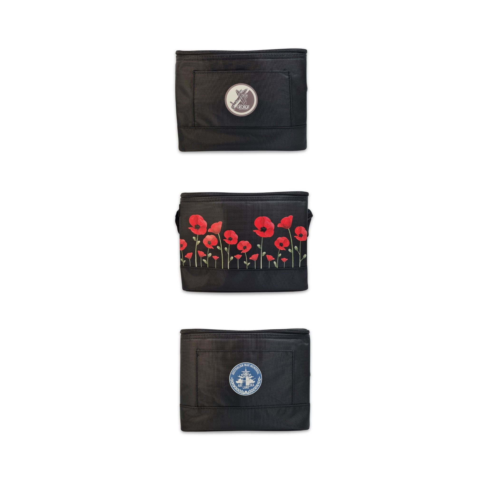 Lunch bag: Poppies - black