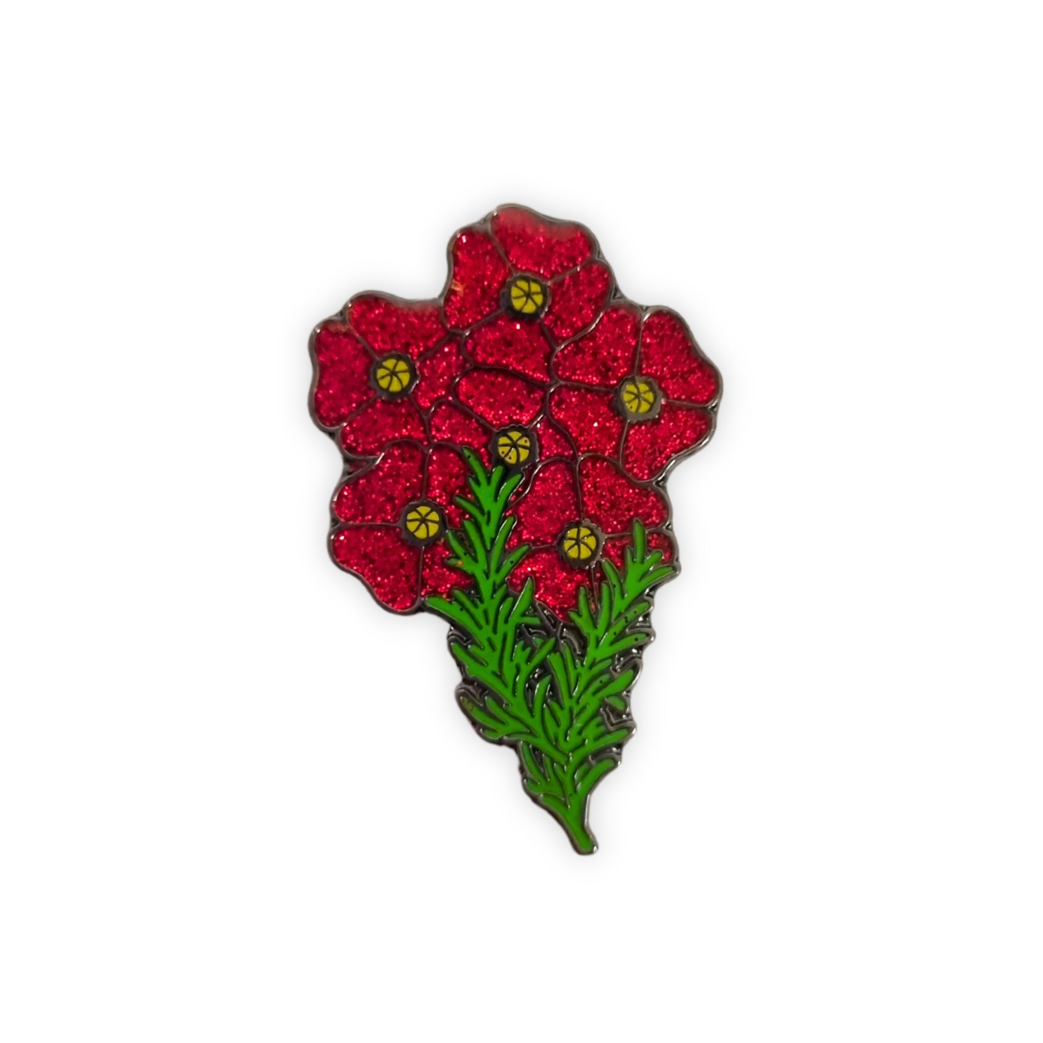 Lapel Pin: Red Poppy Glitter Bunch