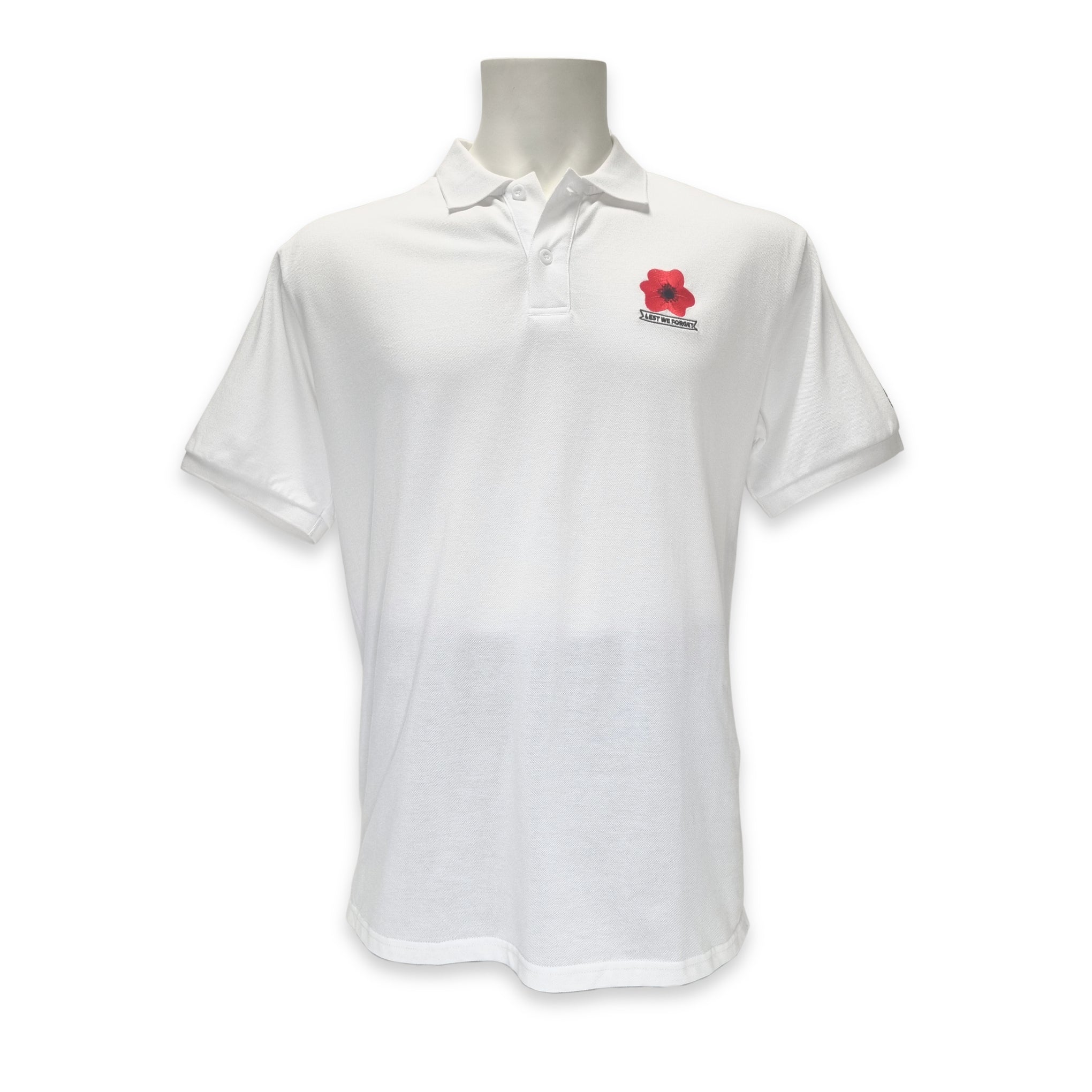 Polo Shirt: Poppies - White