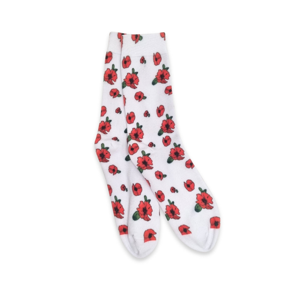 Socks: Poppies - white