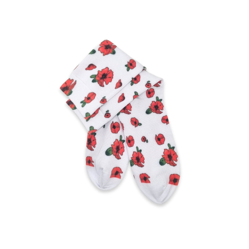 Socks: Poppies - white