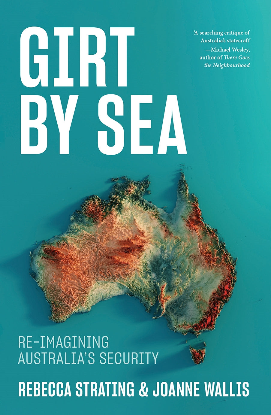 Book cover of 'Girt by Sea' with a map of Australia on a blue background