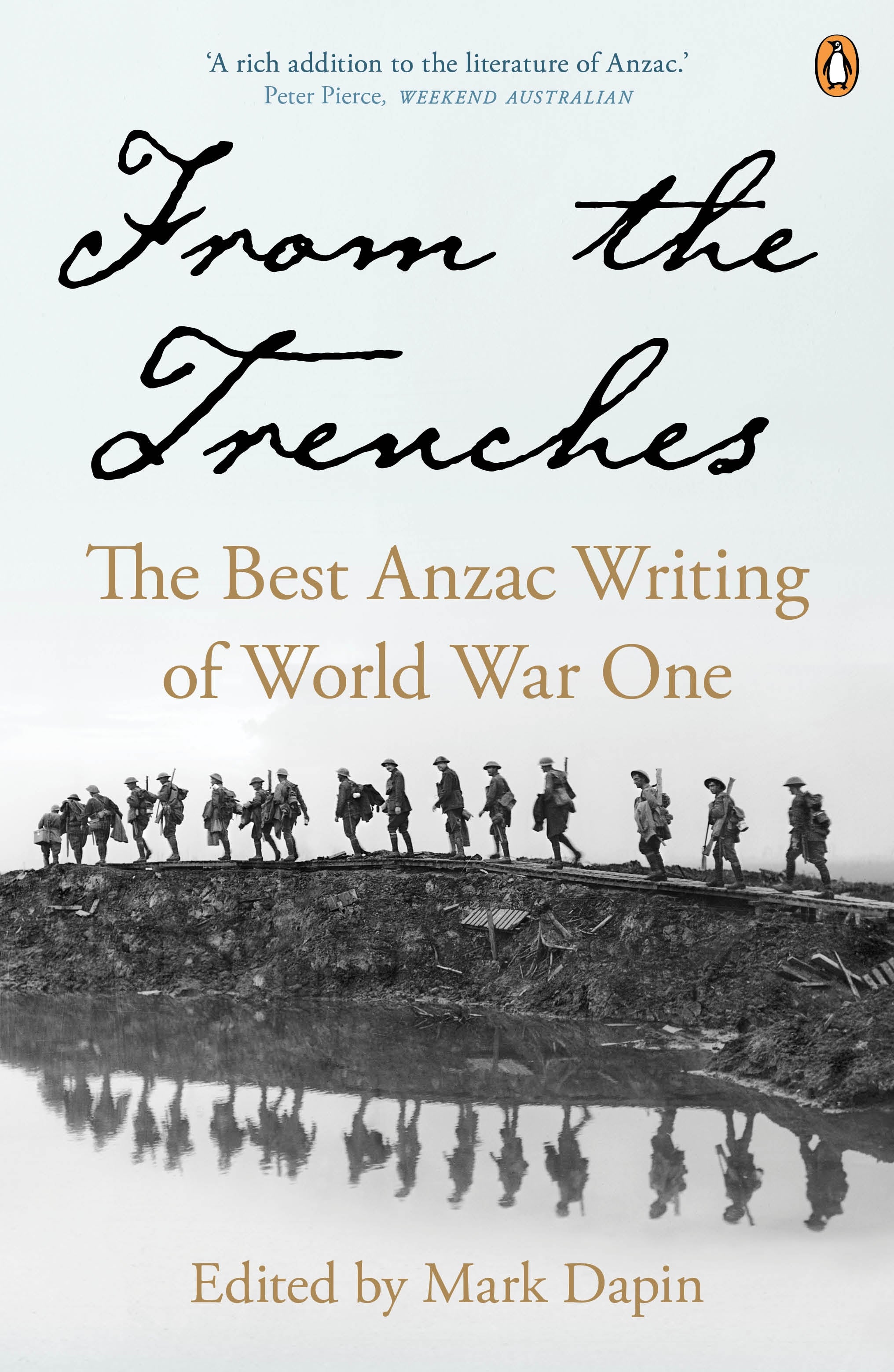 Book cover of 'From the Trenches' with soldiers reflection in water
