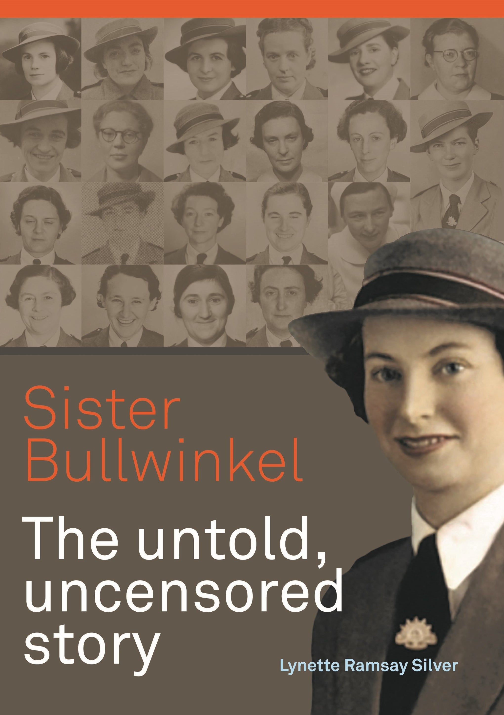 Book cover of 'Sister Bullwinkel' with a collage of vintage photos and a portrait of a woman.