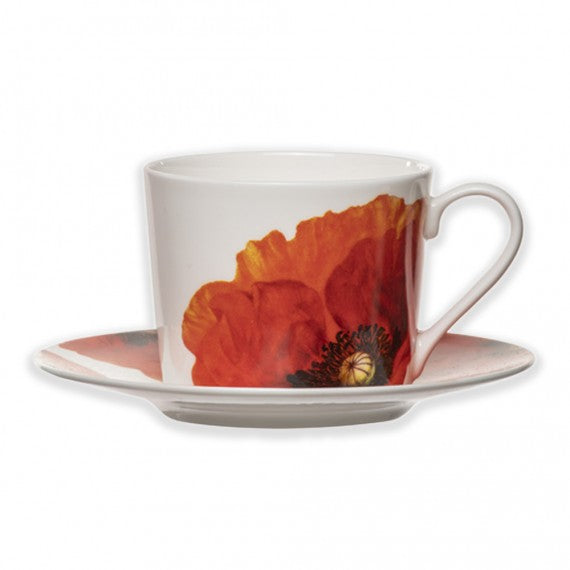 Cup and saucer set: Red Poppies collection [set of 4]