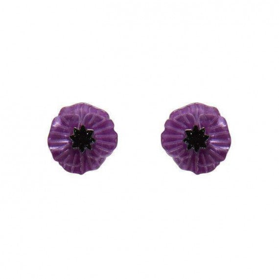 Earrings: poppy field, purple - studs