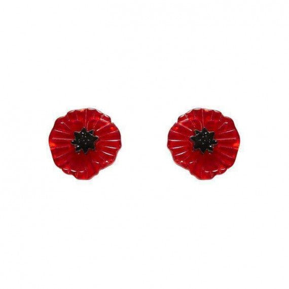 Earrings: poppy field, red - studs