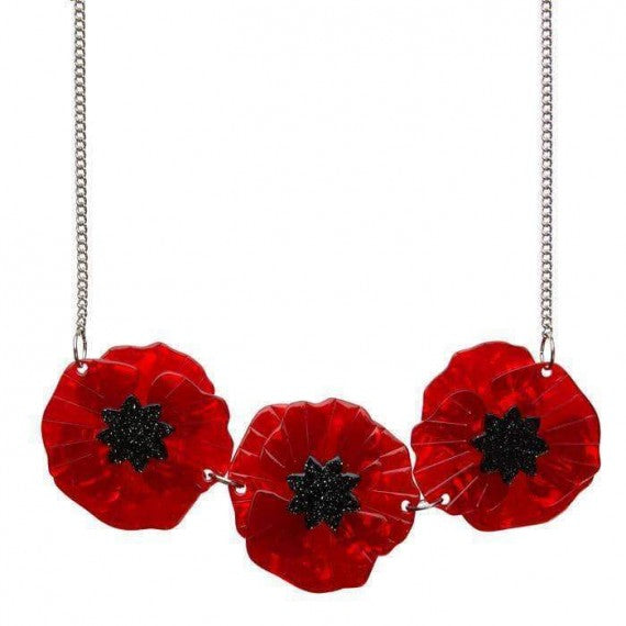 Red poppy necklace hotsell