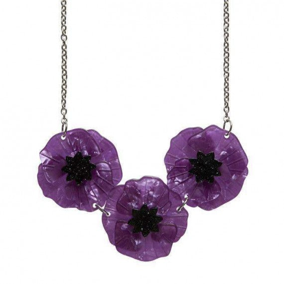 Necklace: poppy field, purple