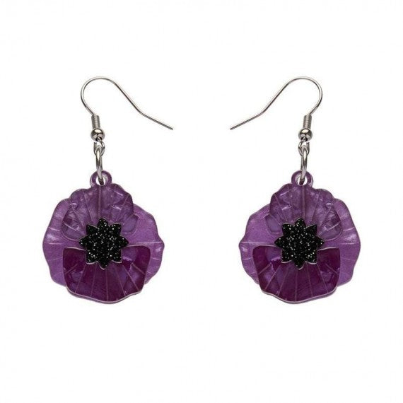 Earrings: Poppy Field drop - purple