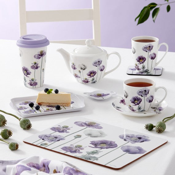 Teapot with infuser: purple poppies