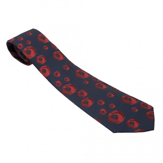 Tie: navy blue with Flanders poppies